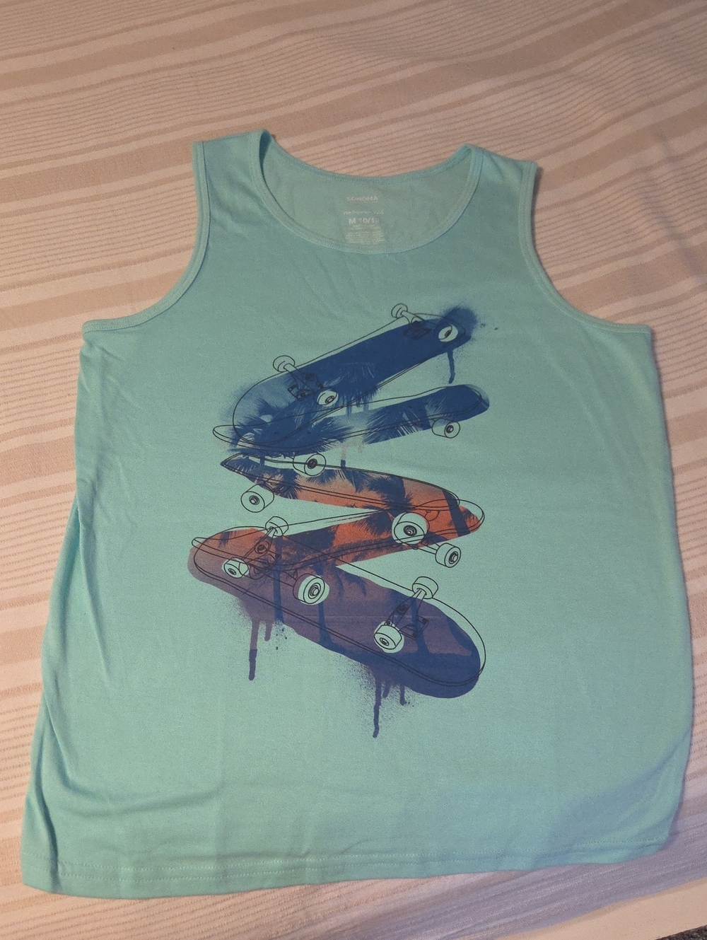 Sonoma Aqua Tank Top with Skateboard Graphic